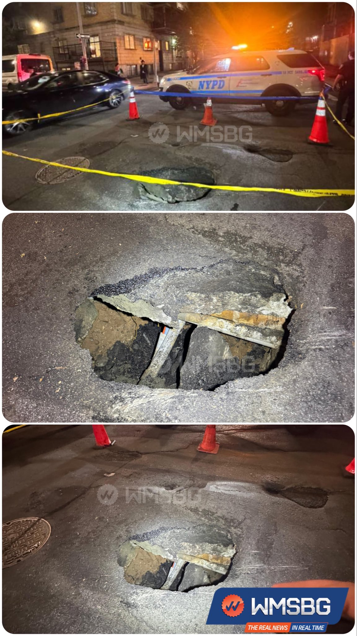 Sinkhole at Classon Ave and Park Ave in Brooklyn — NYPD on scene