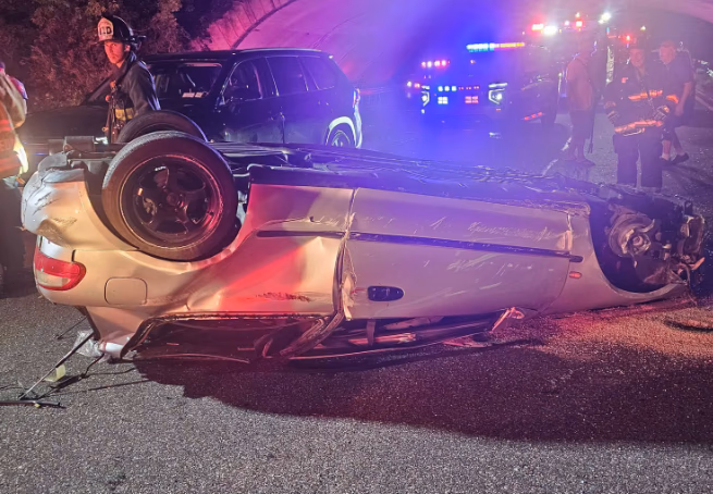 Five-Car Crash Overturns Vehicle at Exit 17, Traps One on Southern State Parkway in Malverne