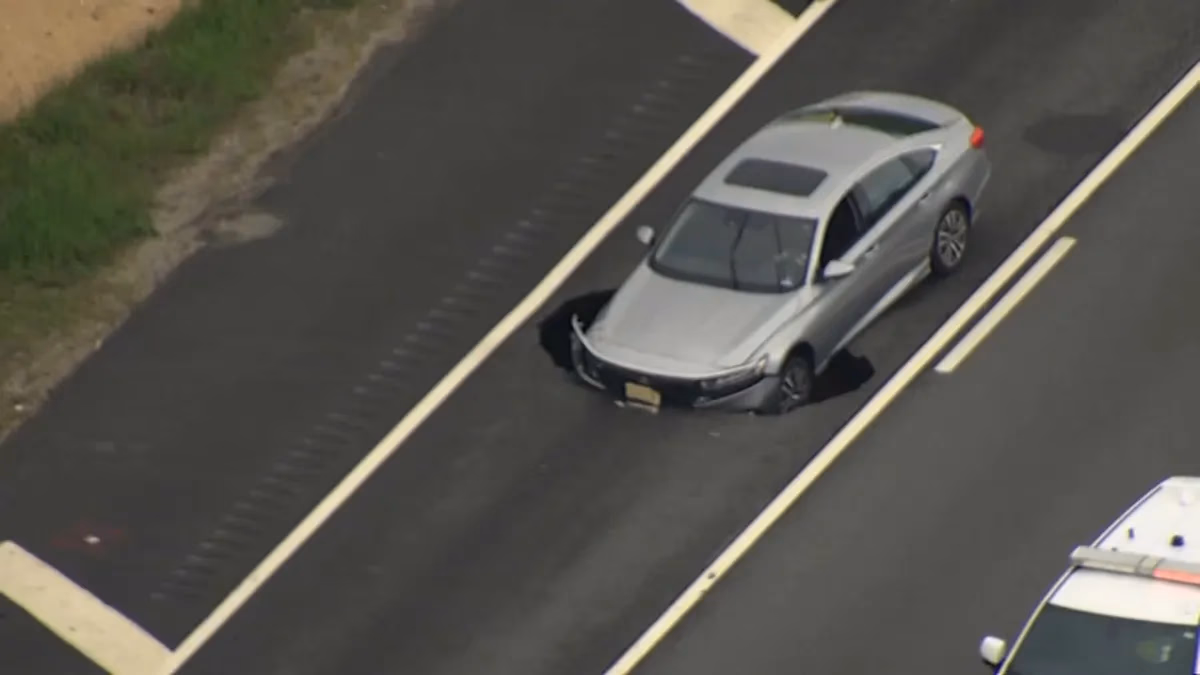 Massive Sinkhole Swallows Honda on LIE in Melville, Closes Lanes for 24 Hours