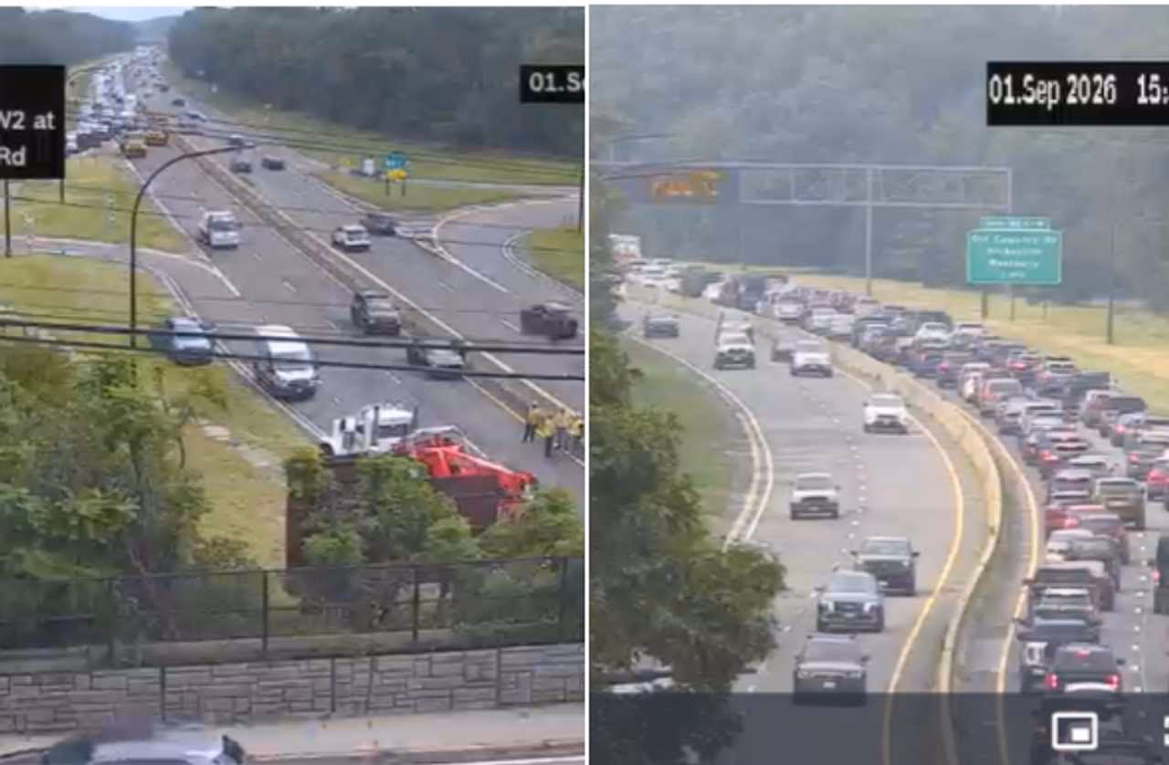 Wantagh State Parkway Northbound Shut at Exit W2W, Traffic Backs Up Nearly Two Miles to Hempstead-Bethpage Turnpike