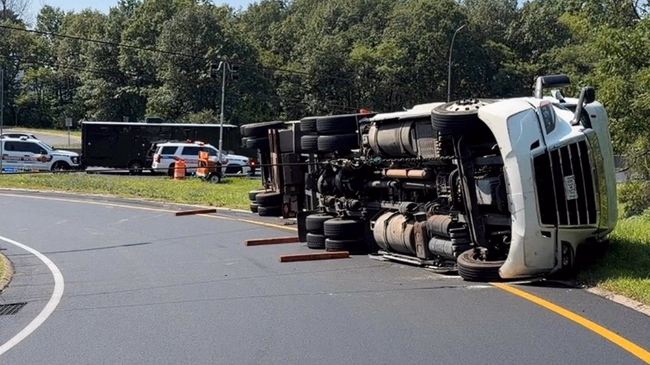 Ruben Pitts of Philadelphia Escapes Injury as Tractor-Trailer Flips at LIE Exit 41S in Jericho