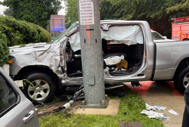 Pickup Truck Driver Rescued After Striking Pole on Route 25A in Northport