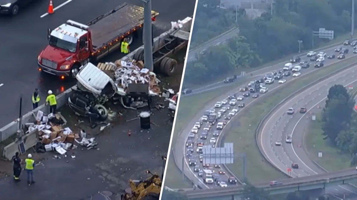 Box Truck Crash on I-93 North in Quincy Blocks HOV Lane After Braintree Split