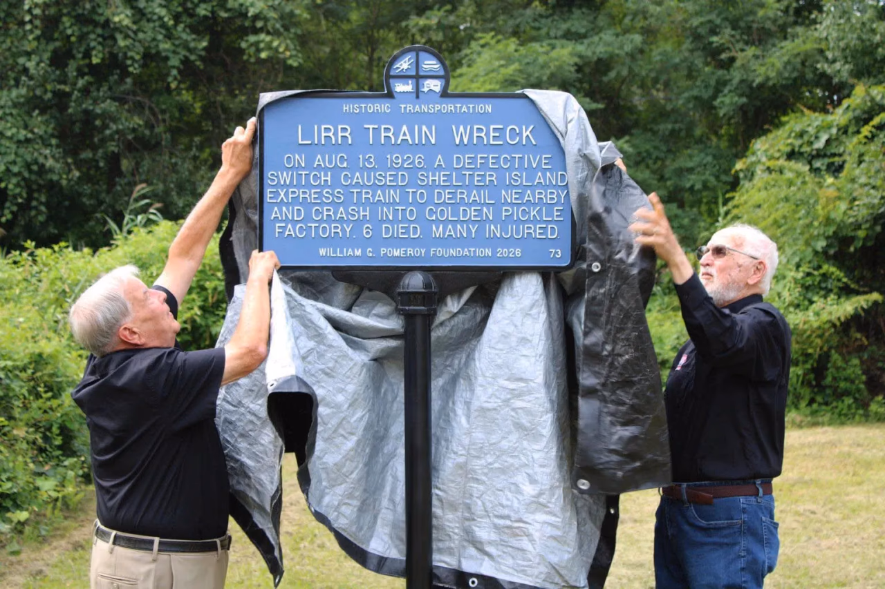 Shelter Island Express Wreck of 1926 Marked With Historic Plaque at Calverton Site