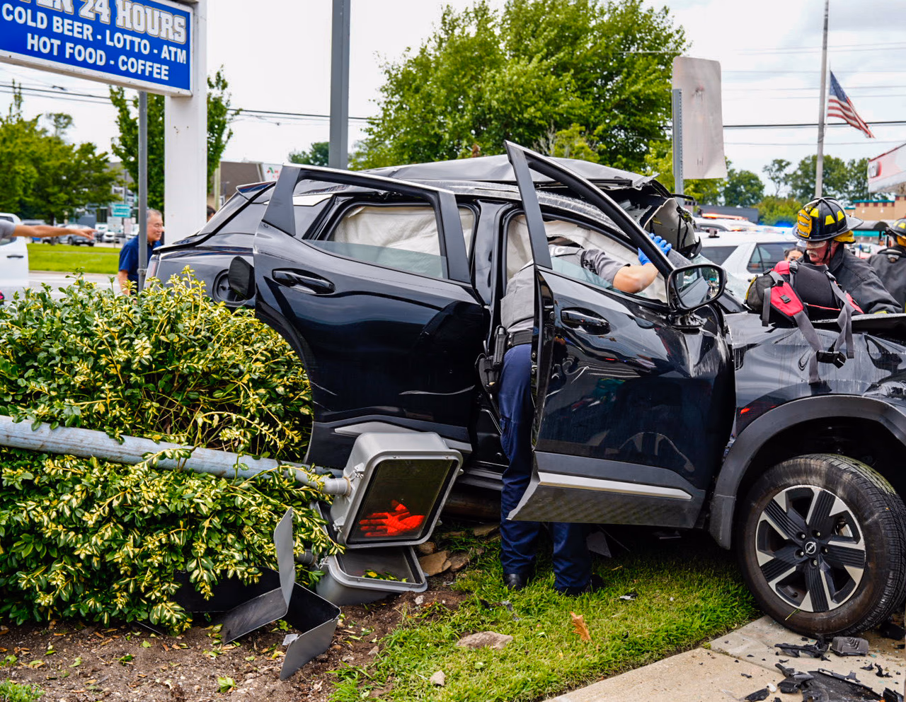 SUV Driver Cut Free After Two-Vehicle Crash Destroys Pedestrian Signal at South Oyster Bay Road and Old Country Road in Hicksville