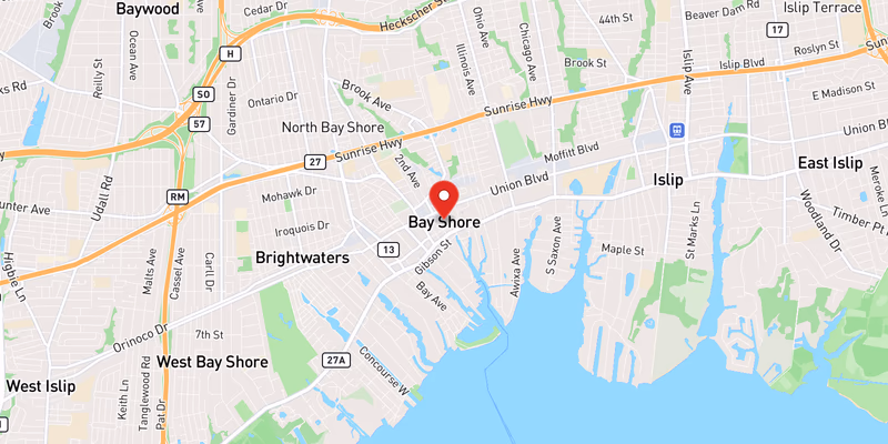 Map showing incident location at 40.7251, -73.2454