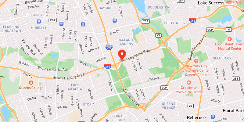 Map showing incident location at 40.7459, -73.7677