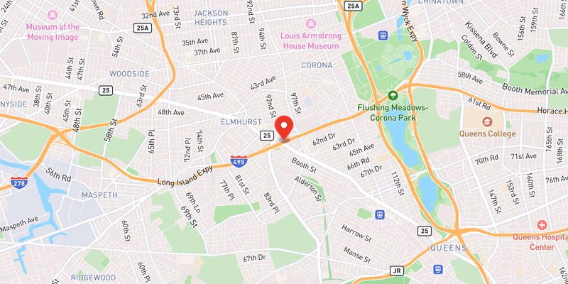 Map showing incident location at 40.7329, -73.8681