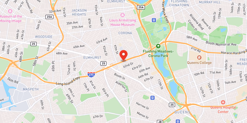 Map showing incident location at 40.7349, -73.8610