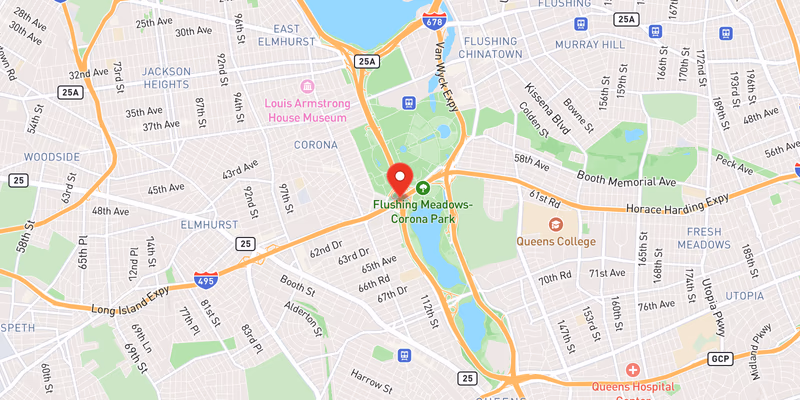 Map showing incident location at 40.7398, -73.8457