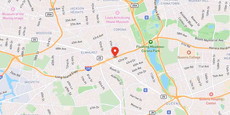 Map showing incident location at 40.7344, -73.8630