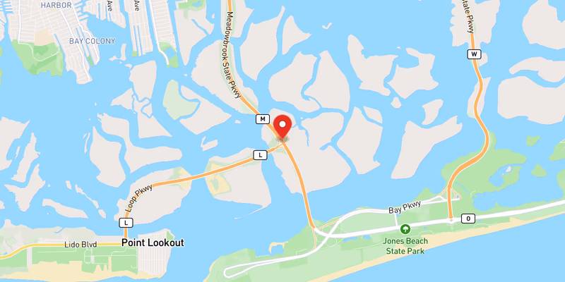 Map showing incident location at 40.6111, -73.5491