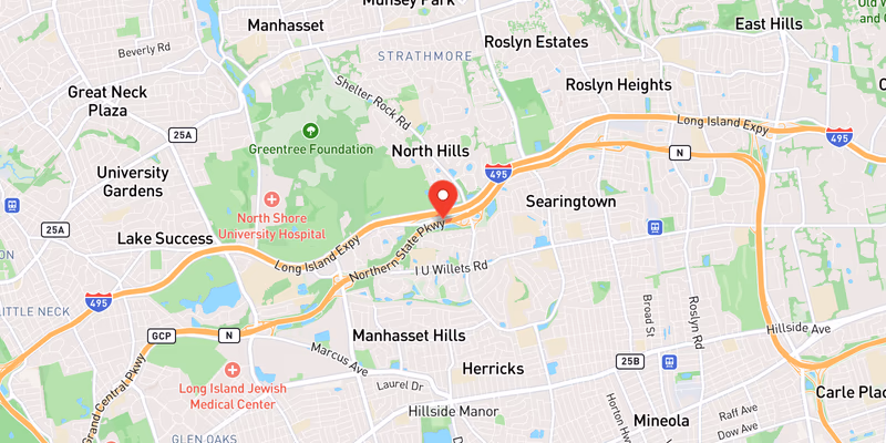 Map showing incident location at 40.7727, -73.6745