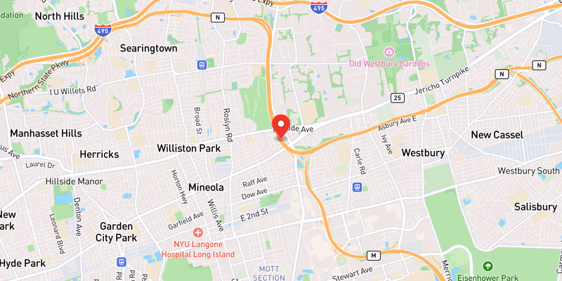 Map showing incident location at 40.7579, -73.6224