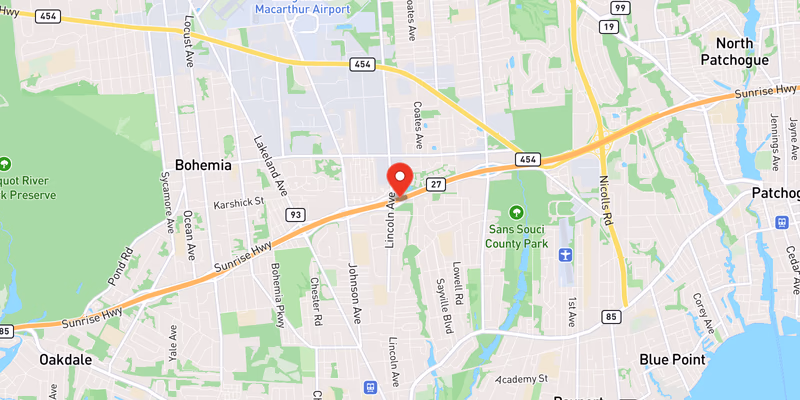 Map showing incident location at 40.7647, -73.0813