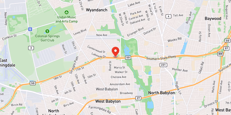 Map showing incident location at 40.7325, -73.3492