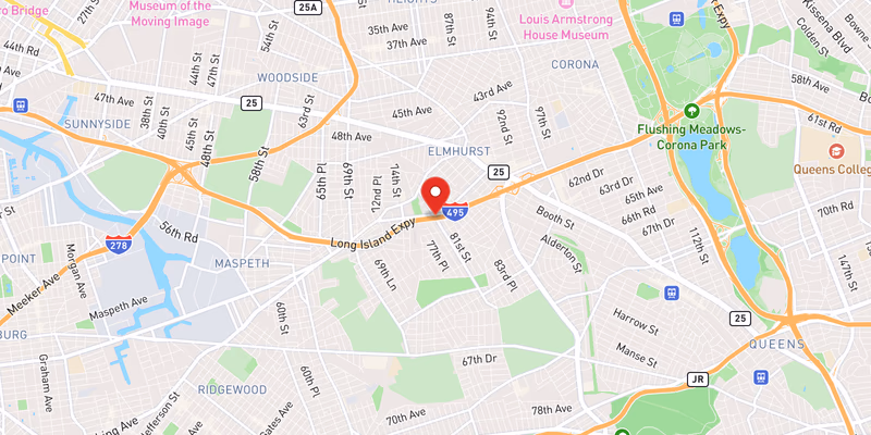 Map showing incident location at 40.7287, -73.8821