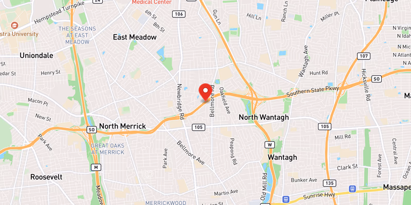 Map showing incident location at 40.6976, -73.5358