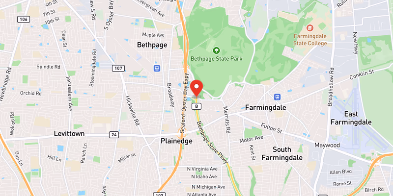 Map showing incident location at 40.7354, -73.4700