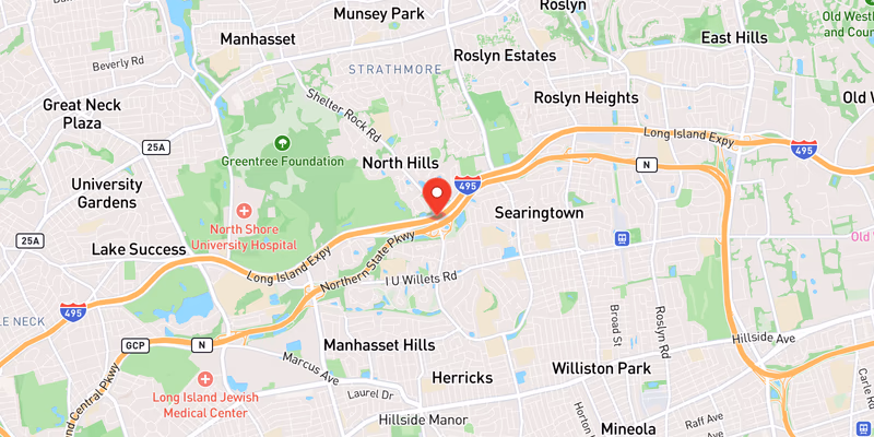 Map showing incident location at 40.7743, -73.6707