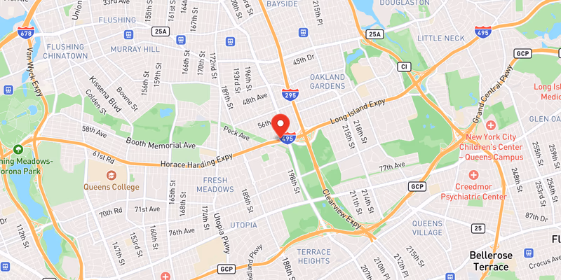 Map showing incident location at 40.7432, -73.7775