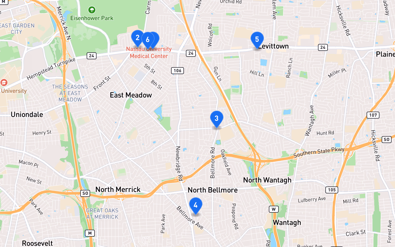 Map of best tire shops in East Meadow, NY