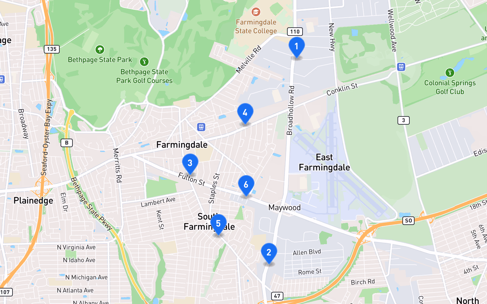 Map of best tire shops in Farmingdale, NY
