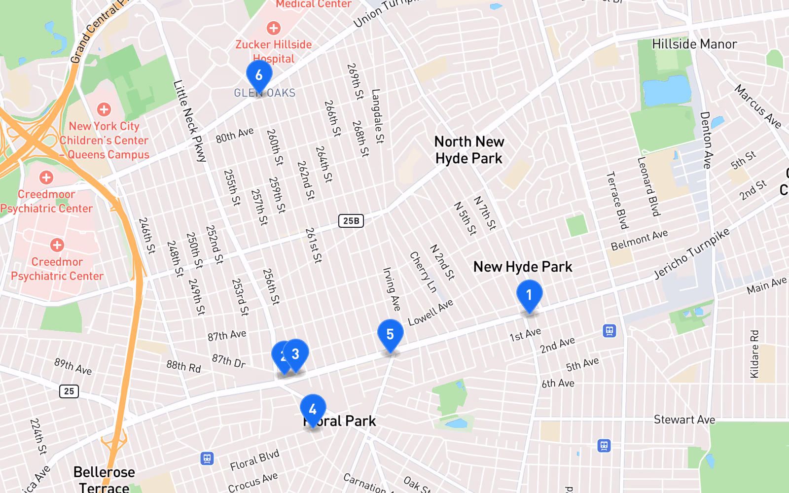 Map of best tire shops in Floral Park, NY