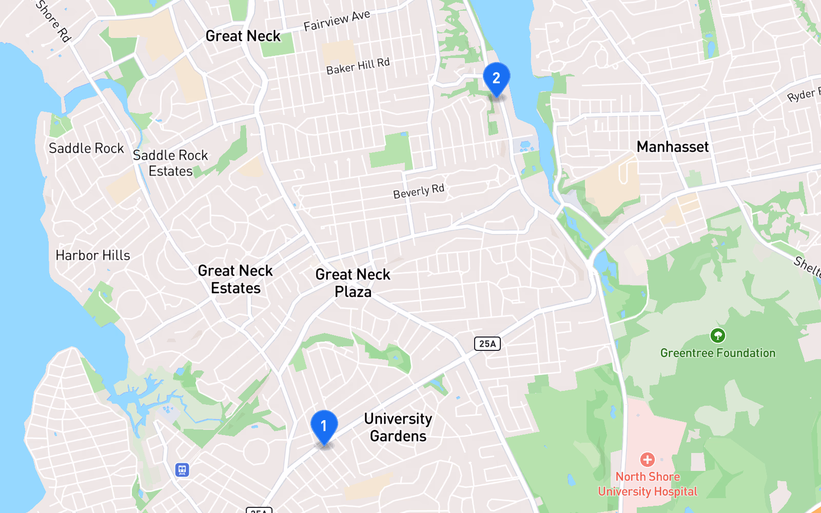 Map of best tire shops in Great Neck, NY