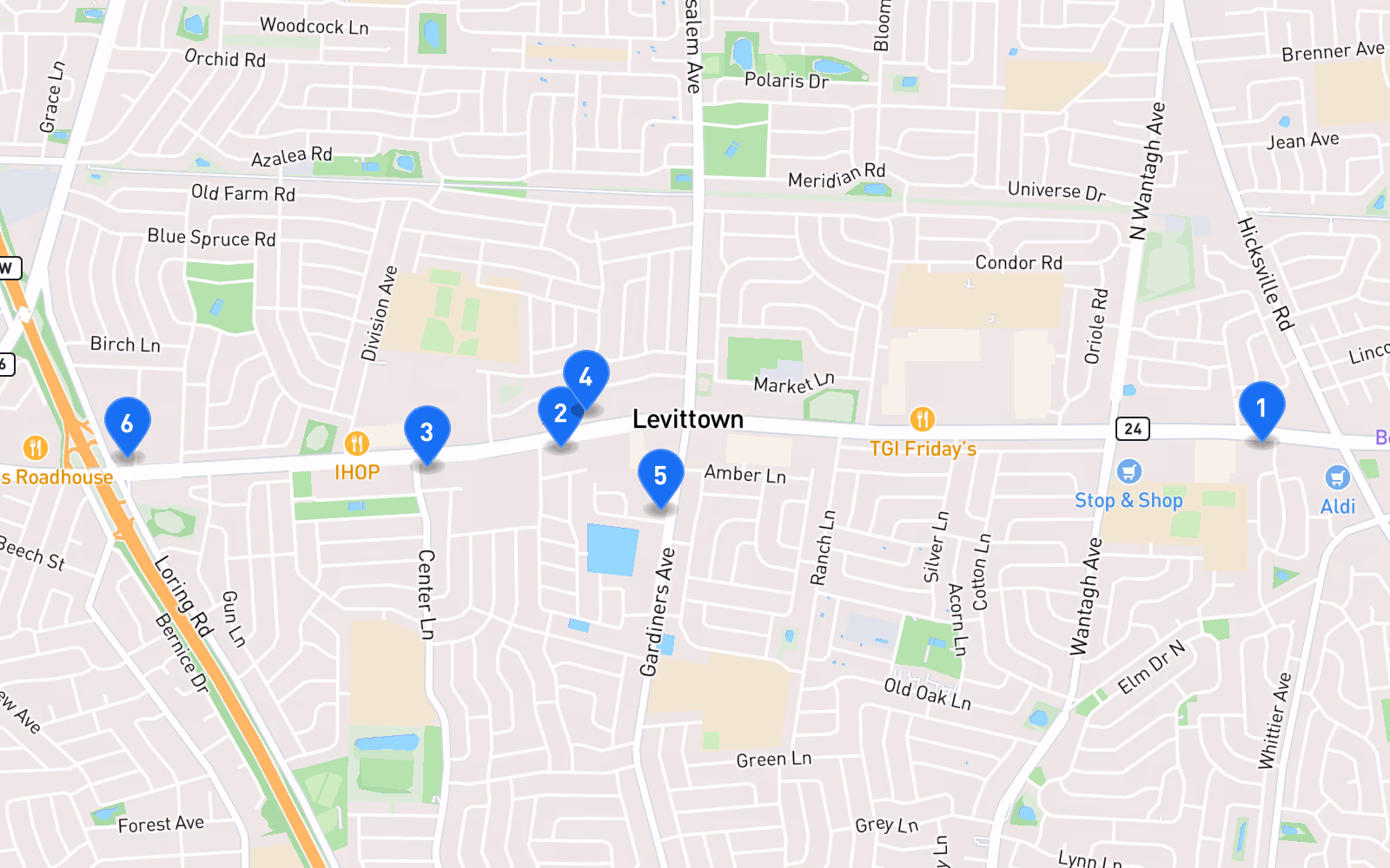 Map of best tire shops in Levittown, NY
