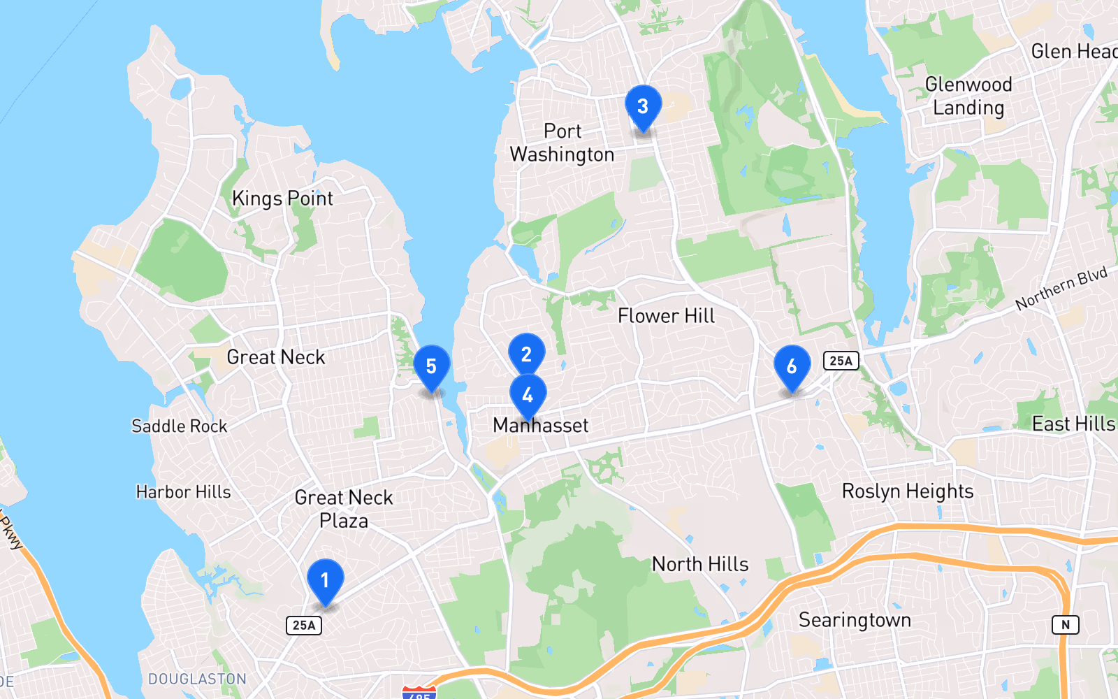 Map of best tire shops in Manhasset, NY