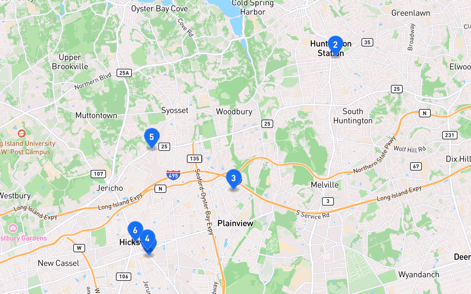 Map of best tire shops in Plainview, NY