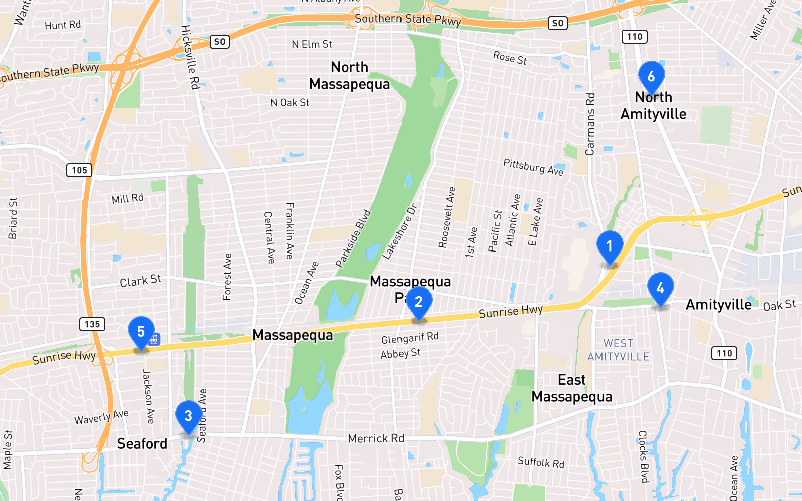 Map of best tire shops in Seaford, NY