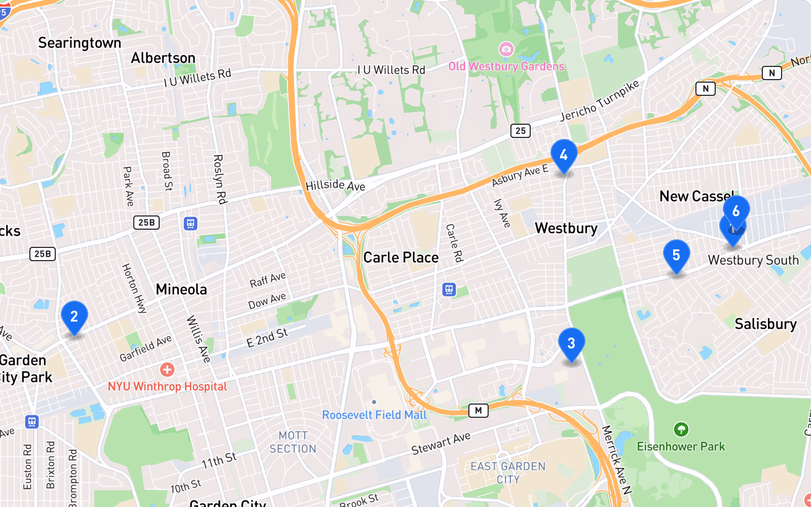 Map of best tire shops in Westbury, NY