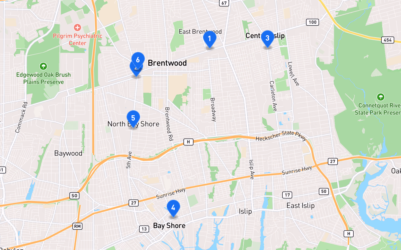 Map of best tire shops in Brentwood, NY