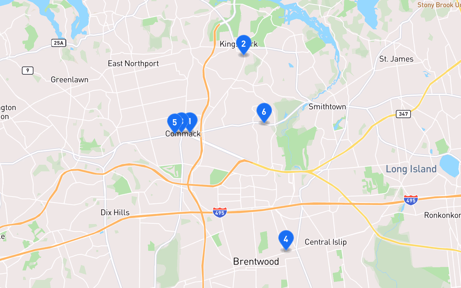 Map of best tire shops in Commack, NY