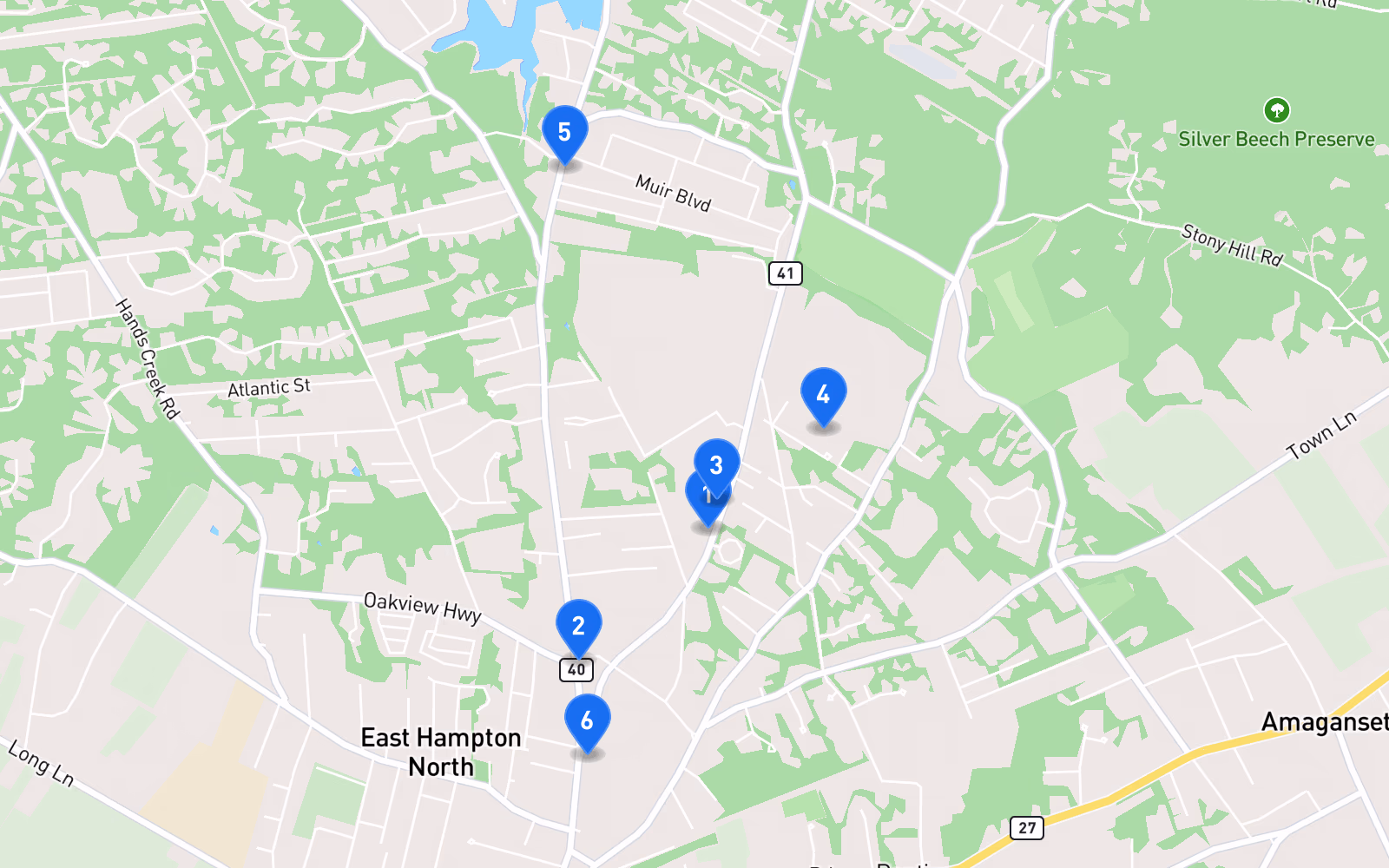 Map of best tire shops in East Hampton, NY