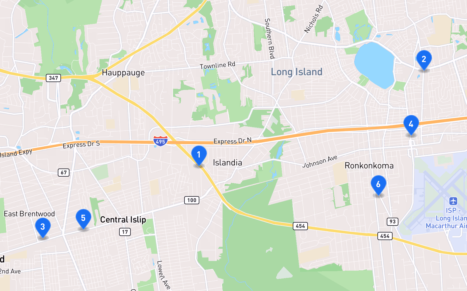 Map of best tire shops in Hauppauge, NY