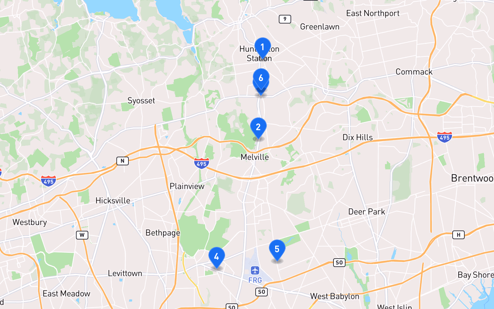 Map of best tire shops in Melville, NY