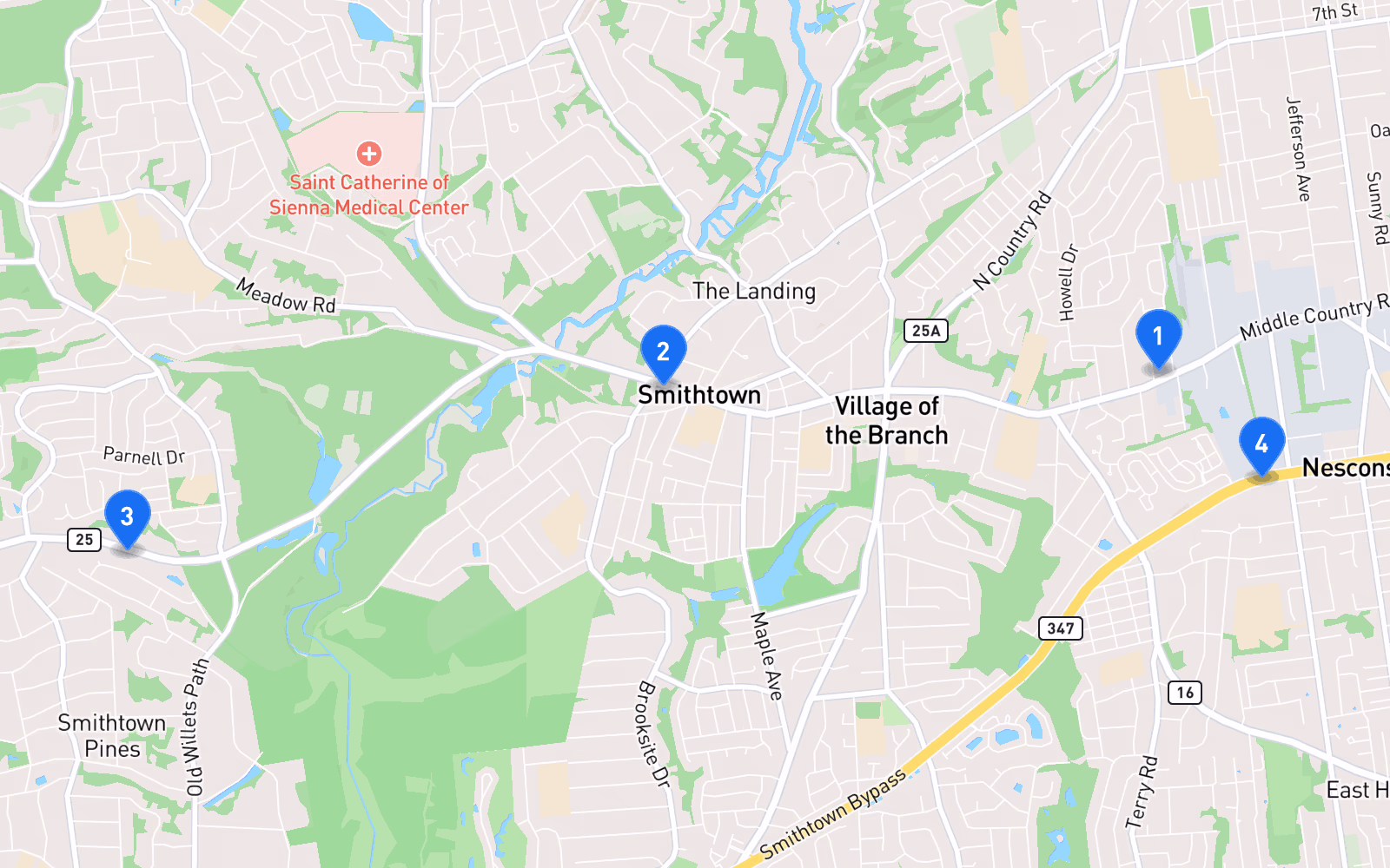 Map of best tire shops in Smithtown, NY